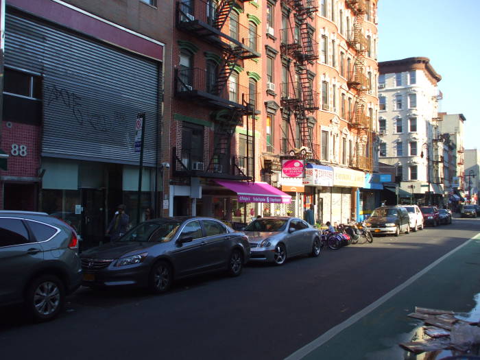 On Rivington Street between Orchard and Ludlow.