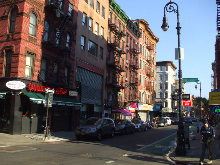 On Rivington Street crossing Orchard.