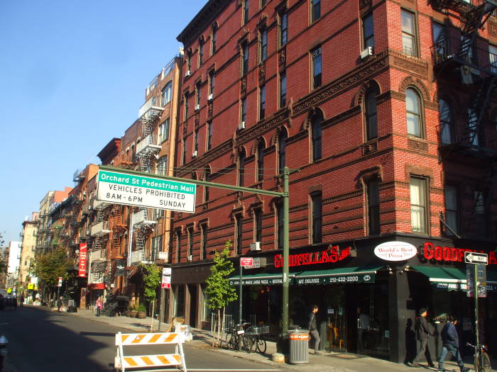 On Rivington Street crossing Orchard.