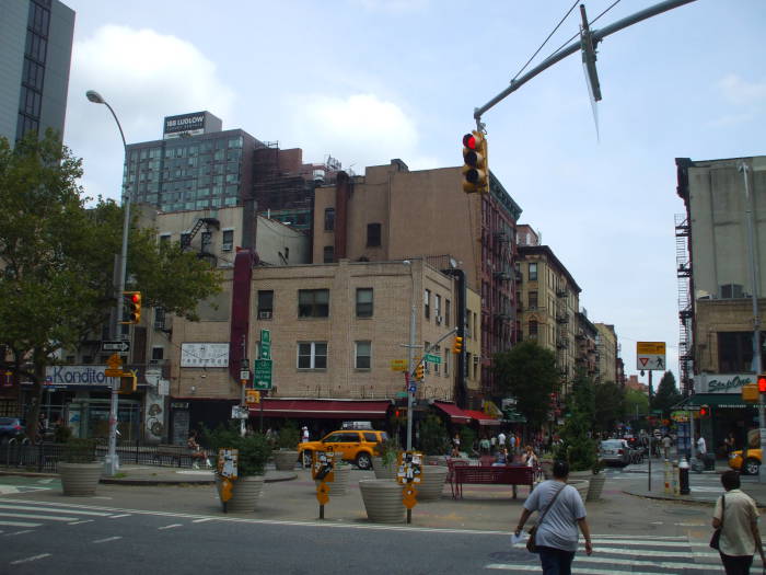 On Stanton Street crossing Allen Street.