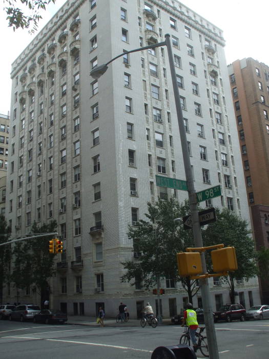 Stan Lee's birthplace, West End Avenue and West 98th Street on the Upper West Side of Manhattan in New York. Southeast corner.