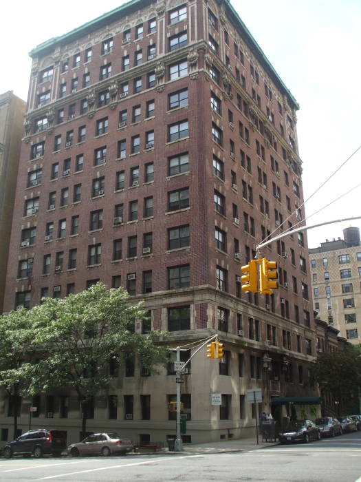 Stan Lee's birthplace, West End Avenue and West 98th Street on the Upper West Side of Manhattan in New York. Southwest corner.