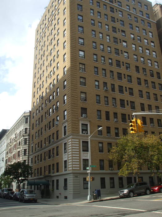 Stan Lee's birthplace, West End Avenue and West 98th Street on the Upper West Side of Manhattan in New York. Northwest corner.