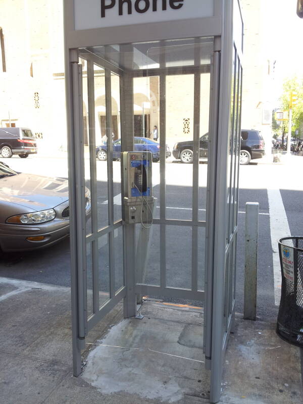 'Superman-style' full-height phone booth, one of the last 4 in Manhattan, at West End Avenue and 100th Street.