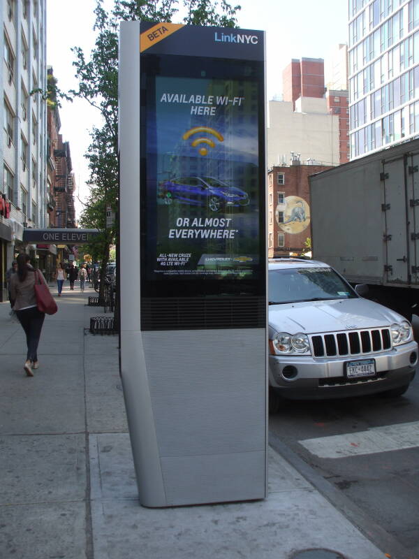 LinkNYC panel just south of 3rd Avenue on 14th Street.