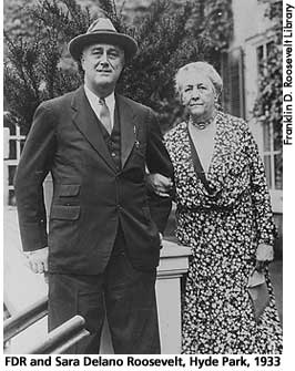 U.S. President Franklin Delano Roosevelt, and his mother Sara Delano Roosevelt, at Hyde Park in 1933.