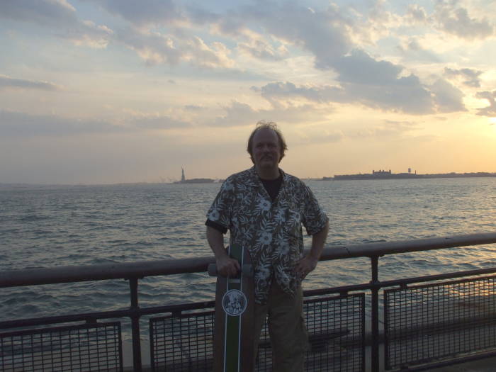 At the end! At the Battery, Statue of Liberty and Ellis Island, Port of New Jersey in the background.