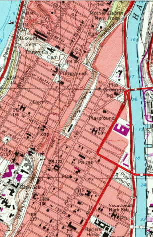 Topo map of Manhattan, upper Harlem.