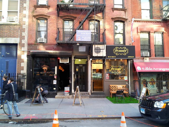 South side of St. Marks Place between First Avenue and Avenue A in the East Village.