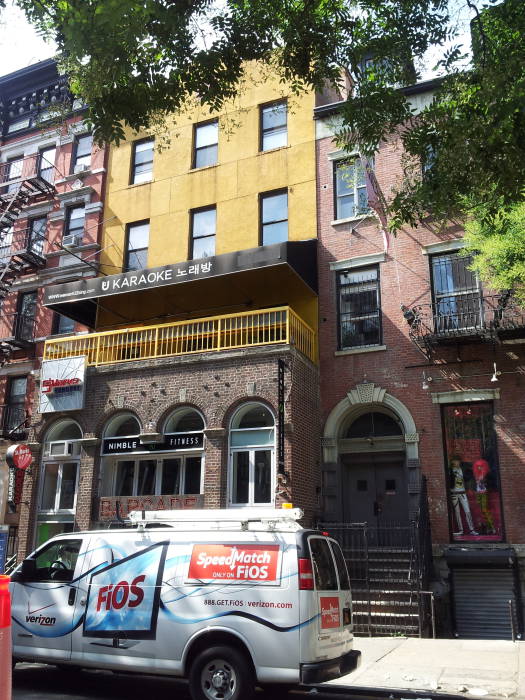 Hamilton-Holly House at #4 St. Marks Place in the East Village, and the site of the Modern School at #6.