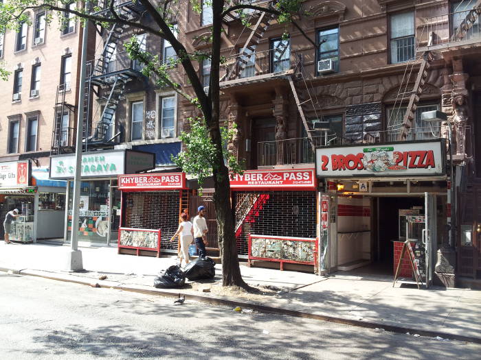 South side of St. Marks Place between Third Avenue and Second Avenue in the East Village.