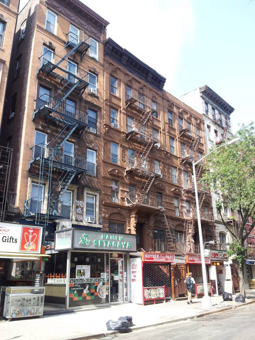 South side of St. Marks Place between Third Avenue and Second Avenue in the East Village.