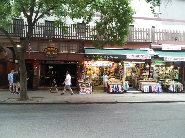 South side of St. Marks Place between Third Avenue and Second Avenue in the East Village.