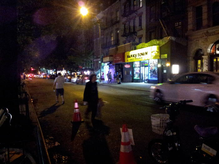 South side of St. Marks Place between Third Avenue and Second Avenue in the East Village.