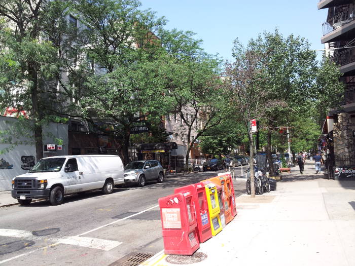 South side of St. Marks Place between 2nd Avenue and 1st Avenue in the East Village.