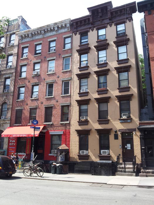 South side of St. Marks Place between First Avenue and Avenue A in the East Village.