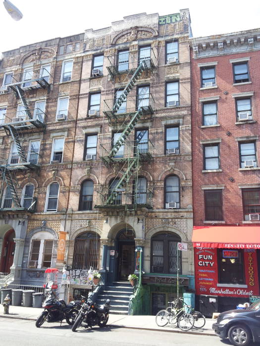 South side of St. Marks Place between First Avenue and Avenue A in the East Village.