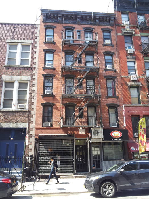 South side of St. Marks Place between First Avenue and Avenue A in the East Village.