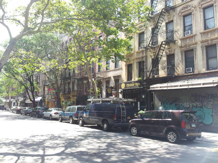 South side of St. Marks Place between First Avenue and Avenue A in the East Village.