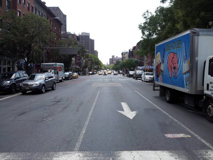 View south on First Avenue from St. Marks Place.