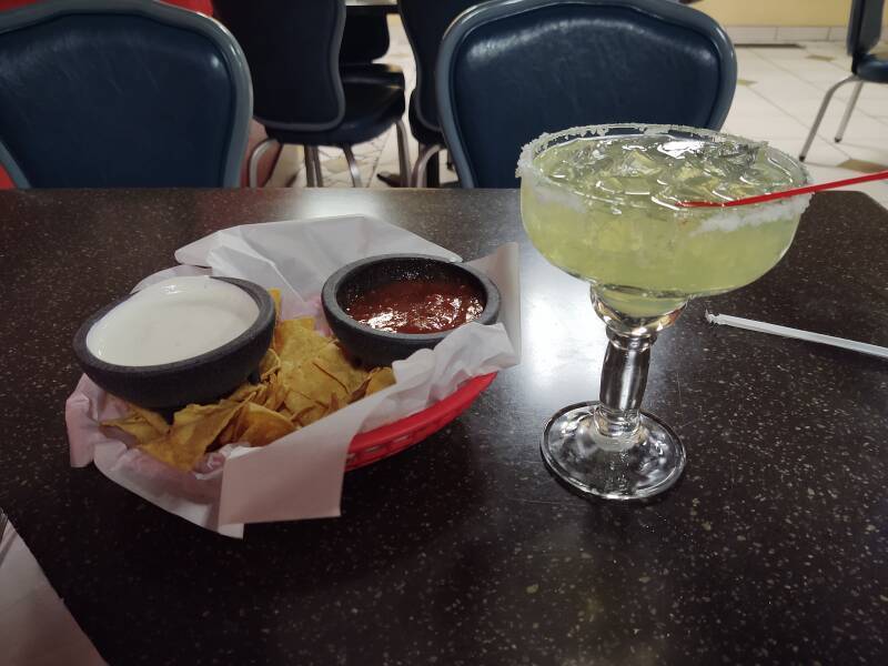 Margarita and chips at Si Señor restaurant in Alamogordo, New Mexico.