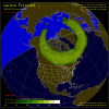 Aurora borealis, the auroral circle around the magnetic north pole.