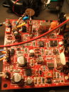 SMK 40m QRP CW amateur radio transceiver. Circuit board holding many SMT (surface-mount technology) components.