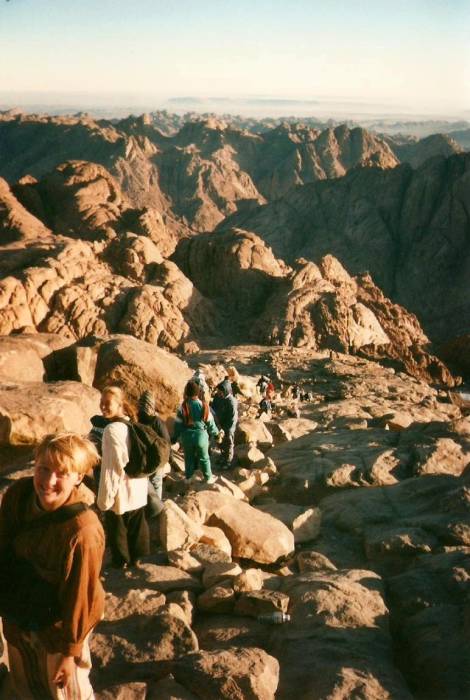 Erin, Kim, and the mob descending Mount Sinai.